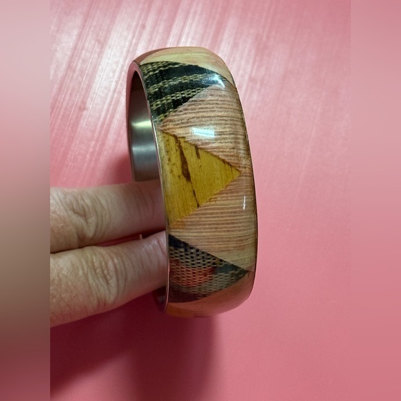 Jewelry - Chunky Geometric Wooden Bangle Bracelet
